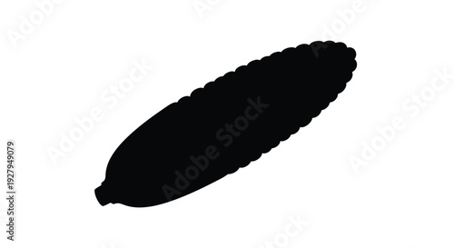 A striking black silhouette of a single ear of corn