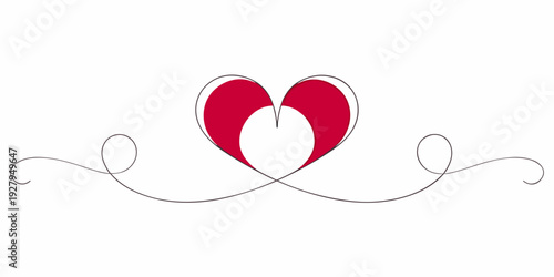 A stylized red heart with swirling white lines and a central void