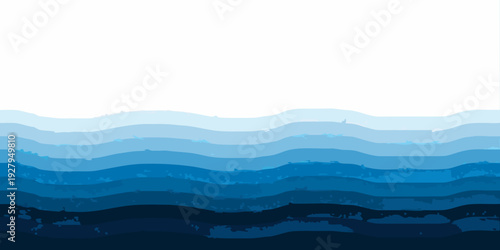 Abstract layered waves in varying shades of blue and white