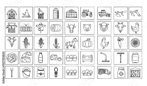 Food and Beverage Icon Set with Fast Food, Desserts, Snacks, Coffee, and Drink Symbols for Restaurant Menus, Apps, and Cafe Designs