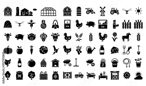 Food and Beverage Icon Set with Fast Food, Desserts, Snacks, Coffee, and Drink Symbols for Restaurant Menus, Apps, and Cafe Designs