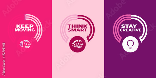 Motivational graphic with circular designs and inspiring words