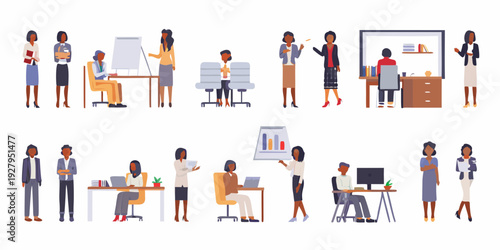 Diverse group of people collaborating and working in a modern office setting