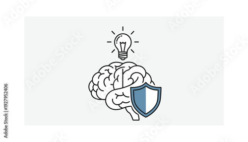 Innovative business idea with protected brain and lightbulb moment