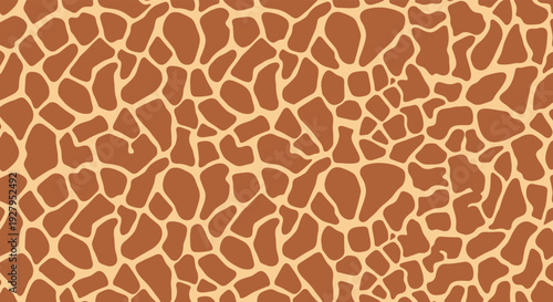 Detailed giraffe fur texture pattern with irregular brown spots on a light base suitable for exotic wildlife themes.