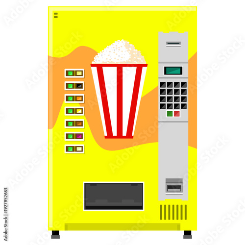 Modern Automated Movie Popcorn Snack Vending Machine Color Cartoon Icon Illustration Vector