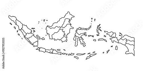 Outline map of Indonesia showing provinces and islands