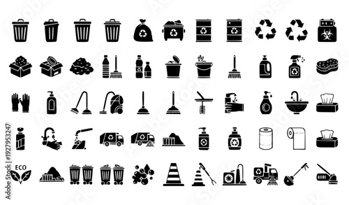 Food and Beverage Icon Set with Fast Food, Desserts, Snacks, Coffee, and Drink Symbols for Restaurant Menus, Apps, and Cafe Designs