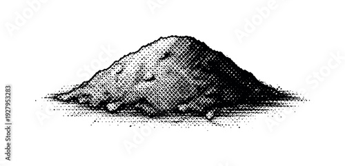 A simple mound of earth with no marker or inscription, slightly asymmetrical and centered, rendered as a black
