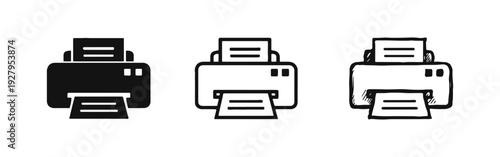 Printer Device Icons Set for Modern Office Productivity and Efficiency.