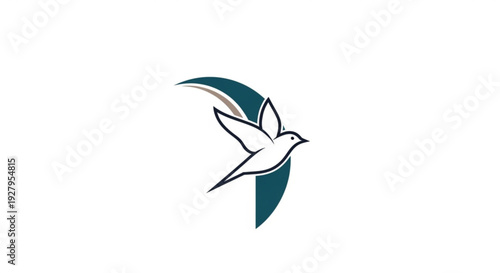 Elegant white bird in flight with modern design