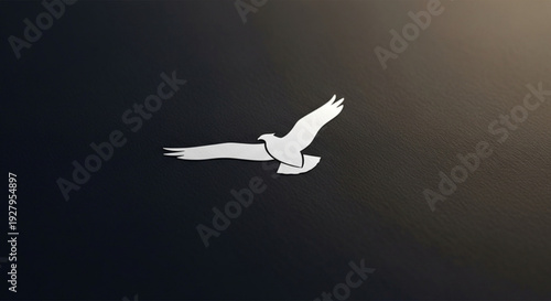 Elegant white bird in flight against dark gradient background