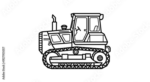 Black and White Bulldozer Illustration.