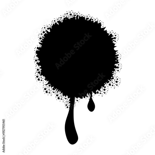 Spray paint blot vector black illustration. Street style graffiti element with rough splatter edges and urban grunge texture. Isolated abstract ink stain for posters, prints and creative 