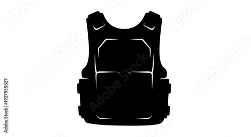 Black Bulletproof Vest Front View.