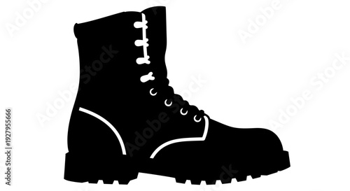 Black Combat Boot Silhouette.