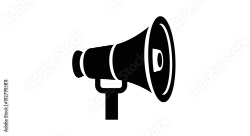 Black Megaphone Icon on White 1.