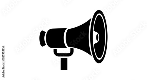 Black Megaphone Icon on White.