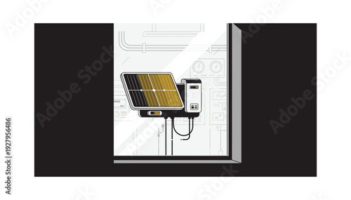 Modern solar panel system with battery and wiring