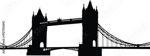 Vector, Illustration, of, London, Tower, Bridge, Silhouette, for, Travel, Identity, Branding, Landmark, Professional, Graphic, Design, Projects, Concept, Art, Element, England, Tourism, City, UK