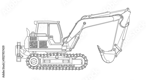 Excavator Heavy Machinery Equipment Illustration.