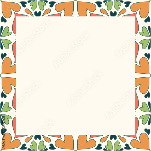 Decorative hearts pattern border framing a blank space, creating a lovely vintage style background design