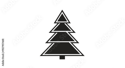 Simple Black Christmas Tree Icon.