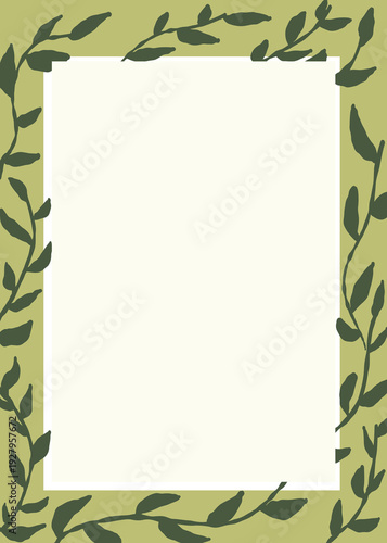 Green foliage border creating a natural frame, providing ample copy space for text or design elements