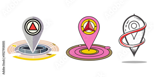 Location Icons: A collection of diverse and stylish location icons, each representing a distinct pin, ready for seamless integration into mapping, navigation, or design projects.