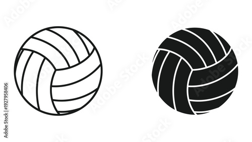 Volleyball Ball Outline and Silhouette Vector Graphics - Clean and Minimalist