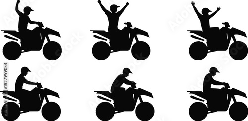 Vector, Illustration, Set, of, ATV, Quad, Bike, Rider, Silhouettes, for, Extreme, Sports, Identity, Branding, Offroad, Adventure, and, Professional, Graphic, Design, 