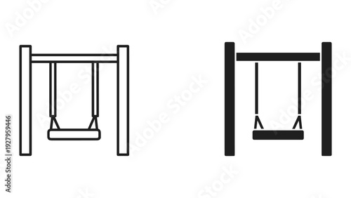 Swing Set Icons: Outline and Silhouette Styles for Playgrounds and Parks