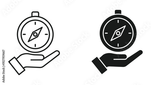 Hand Holding Compass Icon - Navigation, Guidance, and Discovery Symbol