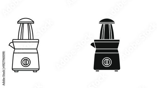Juicer Icon Outline and Solid Silhouette Set on White Background, Kitchen Appliance, Healthy Lifestyle