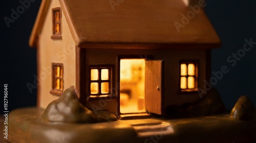 A cozy miniature house glow...
