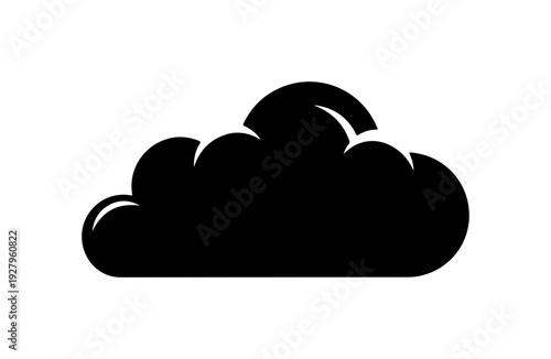A silhouette of a fluffy cloud against a white background