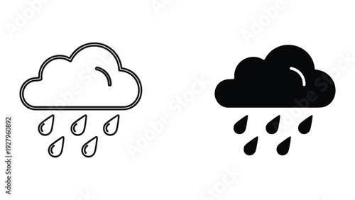 Cloud with rain icon outline and solid, weather forecast symbol