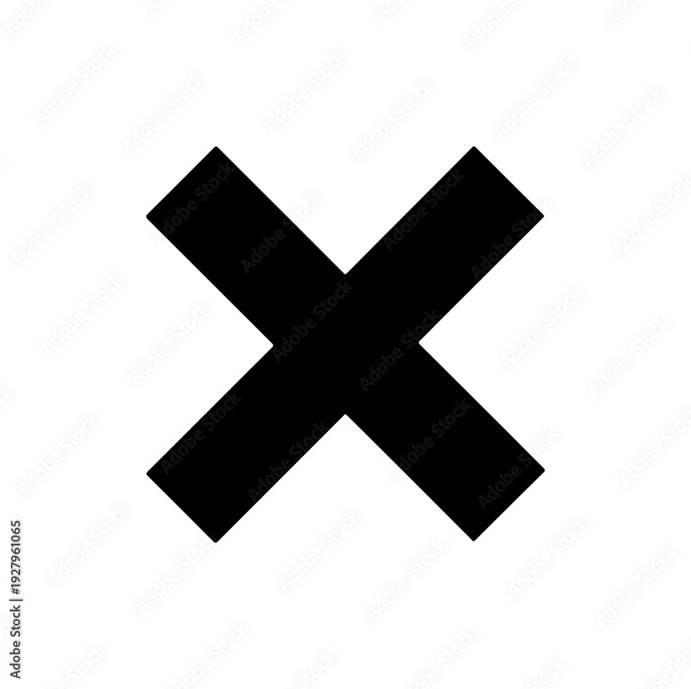 Fototapeta premium A large black x silhouette on a white background