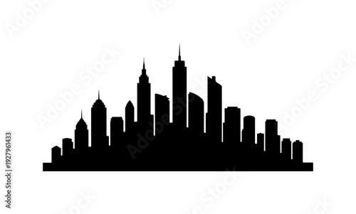 City skyline silhouette at dusk