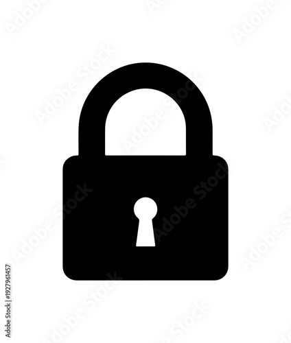 Silhouette of a black padlock with a keyhole