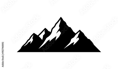Mountain silhouette with snow on peaks