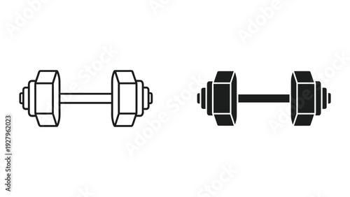 Dumbbell Icons: Outline and Solid Fill for Fitness and Exercise