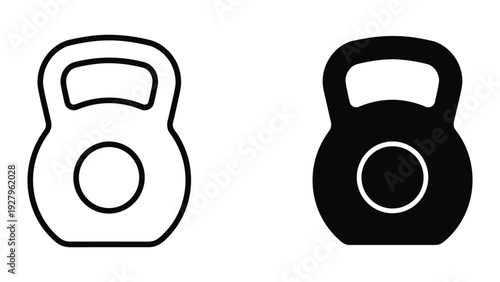 Kettlebell Icons: Outline and Solid Fill Vector Graphics for Fitness and Exercise