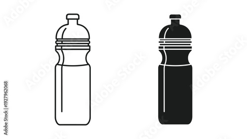 Sports Water Bottle Icon Line and Solid Style Vector Set