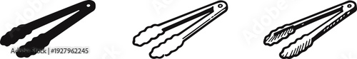 Grilling Tongs Icons Collection - BBQ Utensil, Kitchen Tool, and Food Server Symbols