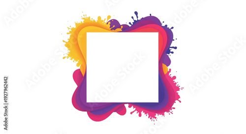 Vibrant Holi Festival Day social media template with colorful splash border and blank frame for text on a white background