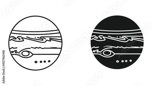 Modern planet earth illustrations in black and white