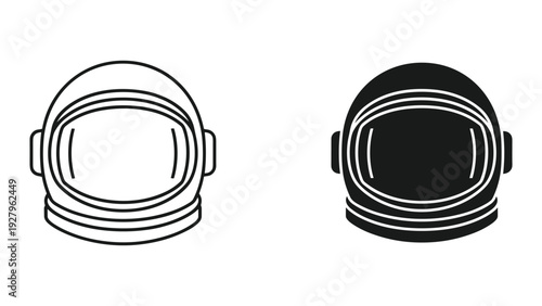 Astronaut helmets in black and white for space exploration themes