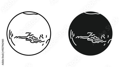 Stunning black and white illustration of two planets with surface details