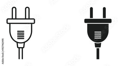 Electric plug icons in black and white for technology designs